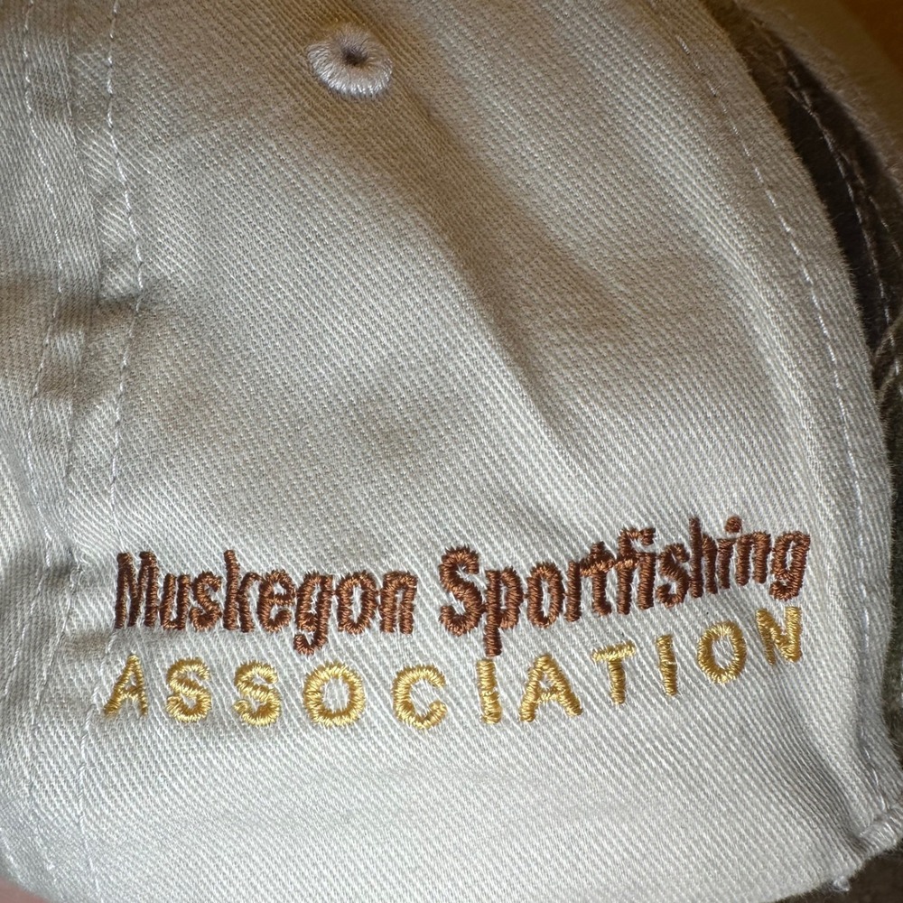 Legend Muskegon Sportfishing Association Hat Mens OSFA Tan Camo Fishing Cap USA - Picture 3 of 6